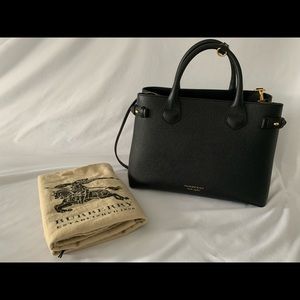 Authentic Burberry  black leather tote bag